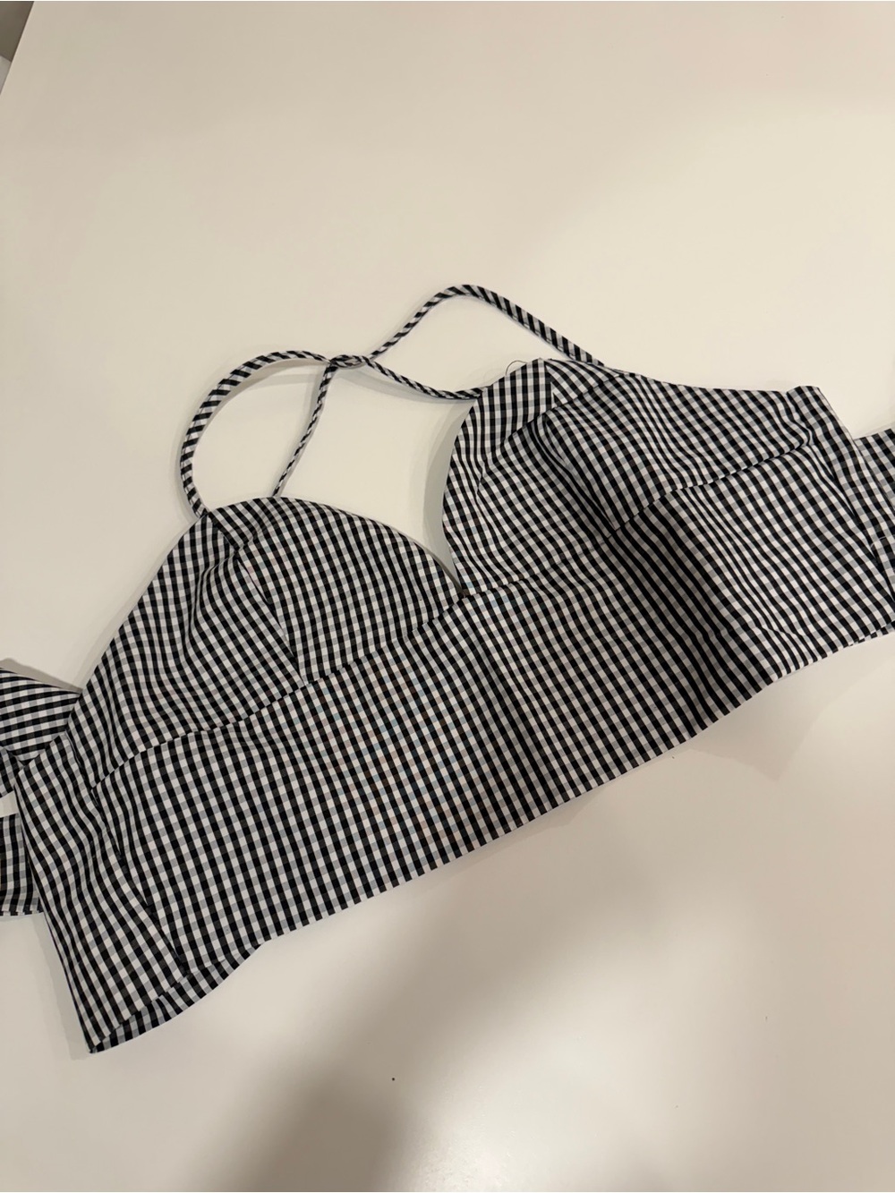 SHEIN Black & White Gingham Bustier Camisole
